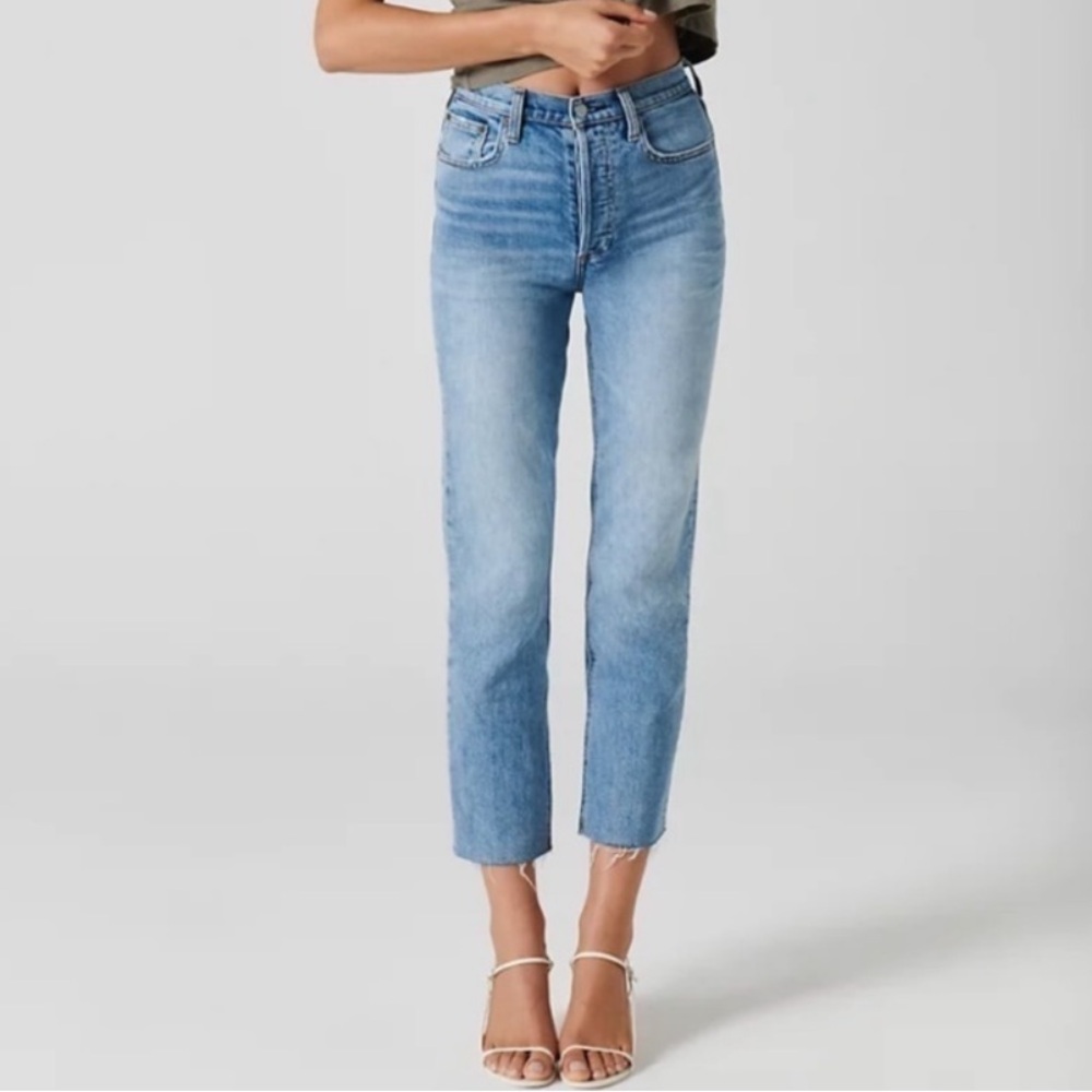 Denim Forum Arlo High Rise Straight Jeans with Raw Hem Size 26 - Picture 4 of 16